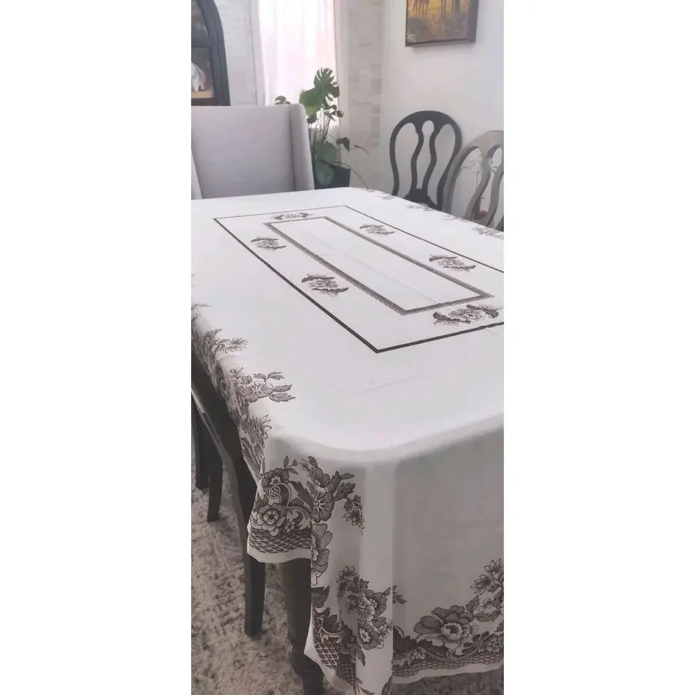 Spode Woodland Floral Tablecloth Brown/Ivory 120